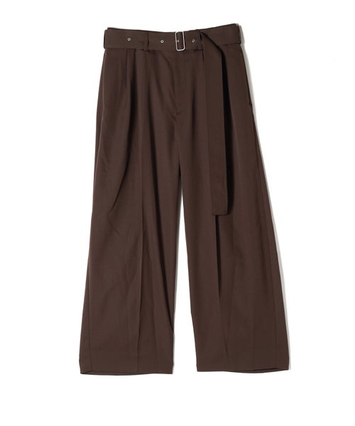 Dobby cloth 2tuck belted wide pants