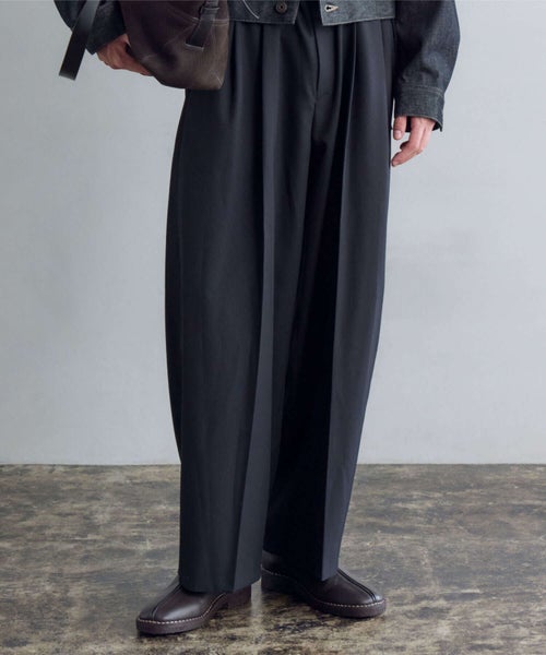 【08sircus(08サーカス)】 Dobby cloth 2tuck belted wide pants