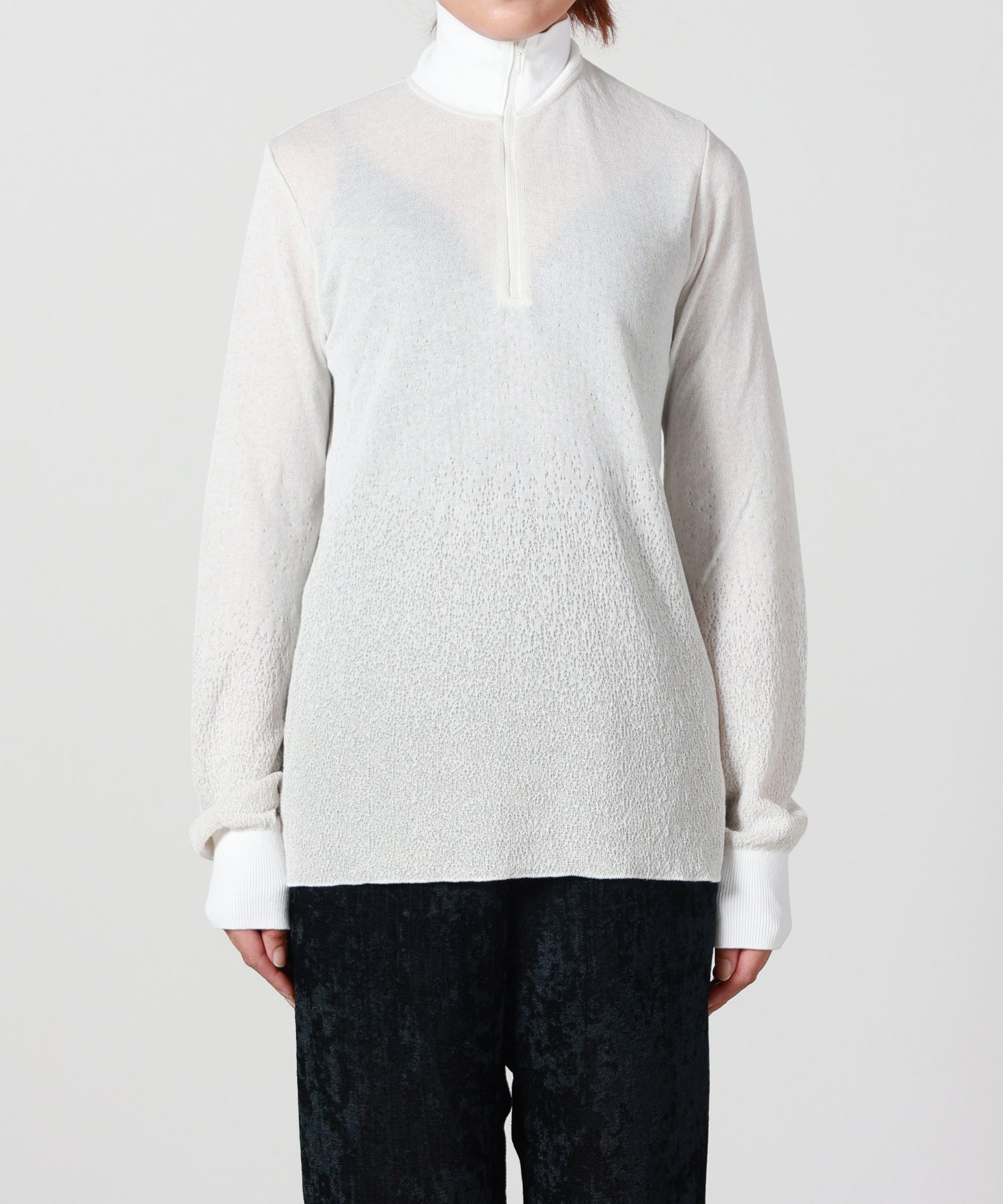 Mame Kurogouchi(マメ クロゴウチ)】 Half Zip Gradation Knit Top Mame Kurogouchi(マメ クロゴウチ)】 Half Zip Gradation Knit Top