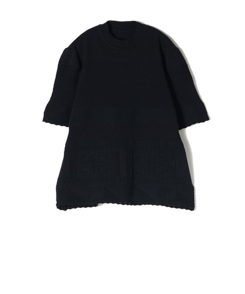 Mame Kurogouchi Knit Lace Short Sleeve Top MM26FW-KN048