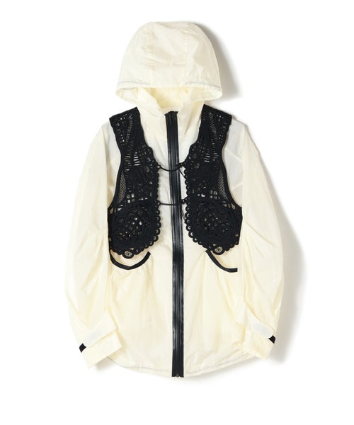 Nylon Oversized Jacket with Cording Embroidery Vest