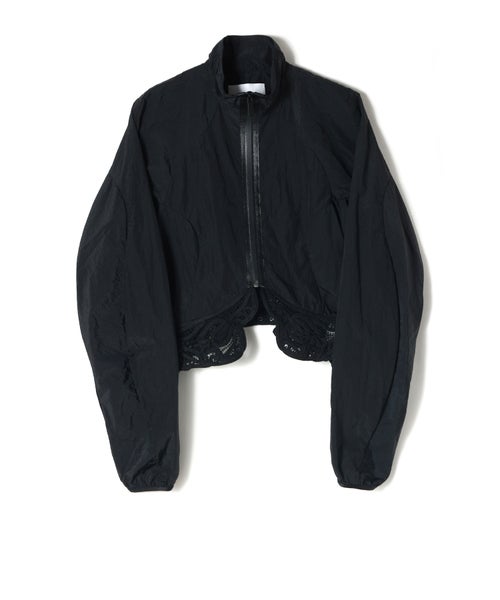 Nylon Short Jacket with Cording Embroidery Detail