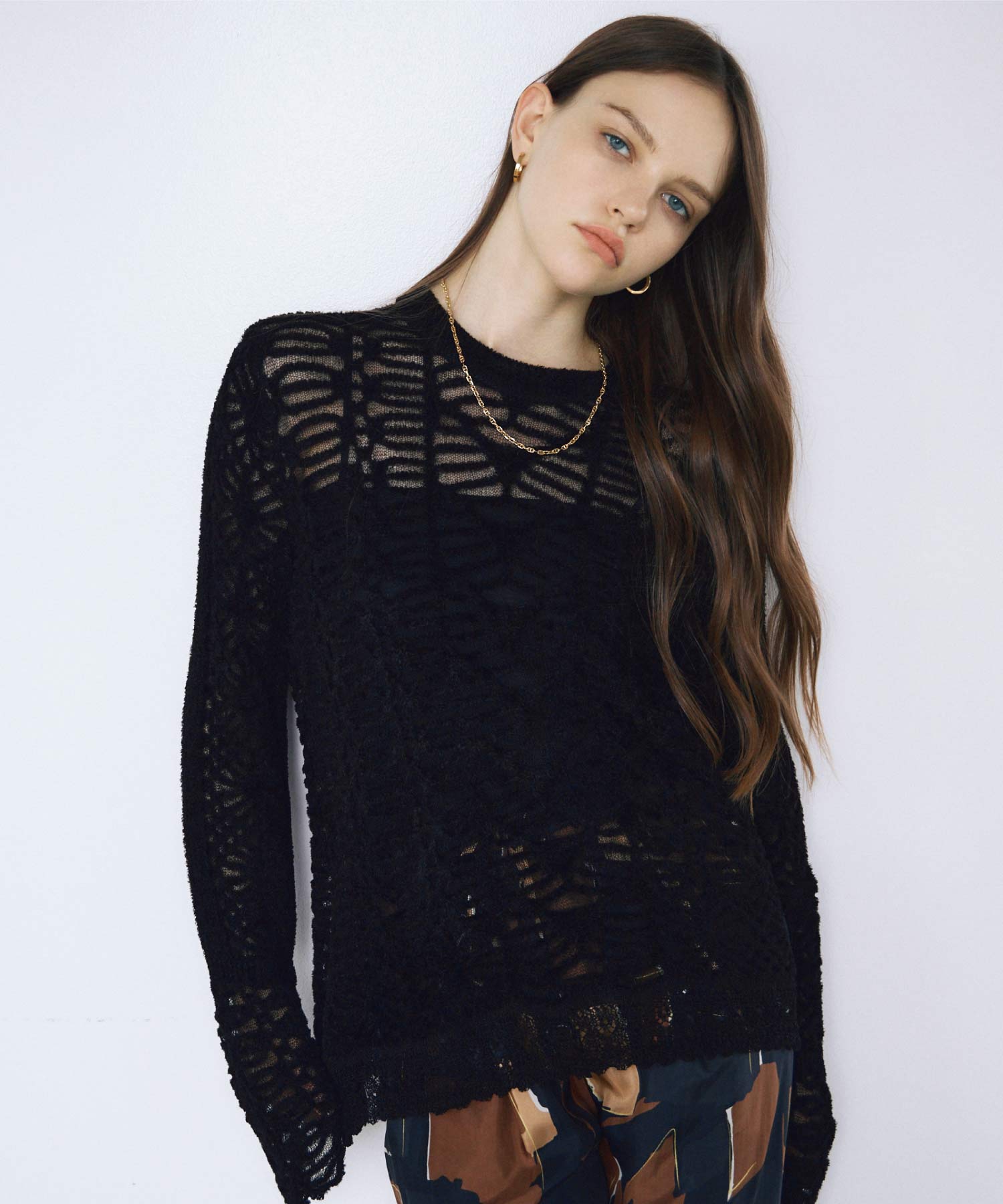 Mame Kurogouchi マメ ニットトップス Mame Kurogouchi(マメ クロゴウチ)】 Sheer Jacquard Mole Knit Top