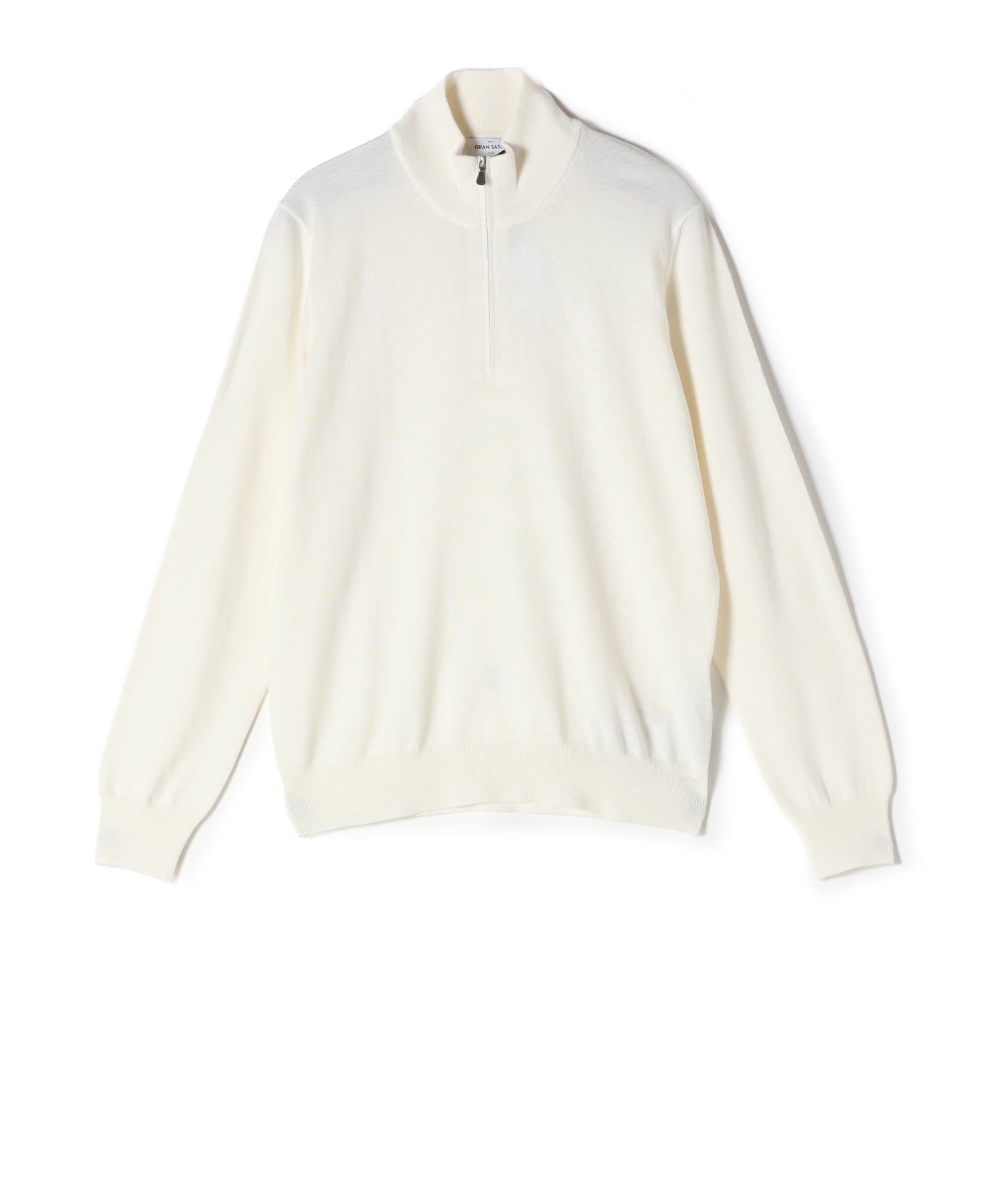 h*o様 【極美品】グランサッソ ハーフジップ ニット 48 オフホワイト イタ Gran Sasso(グランサッソ)】 ハーフジップ モックネック ウールニット