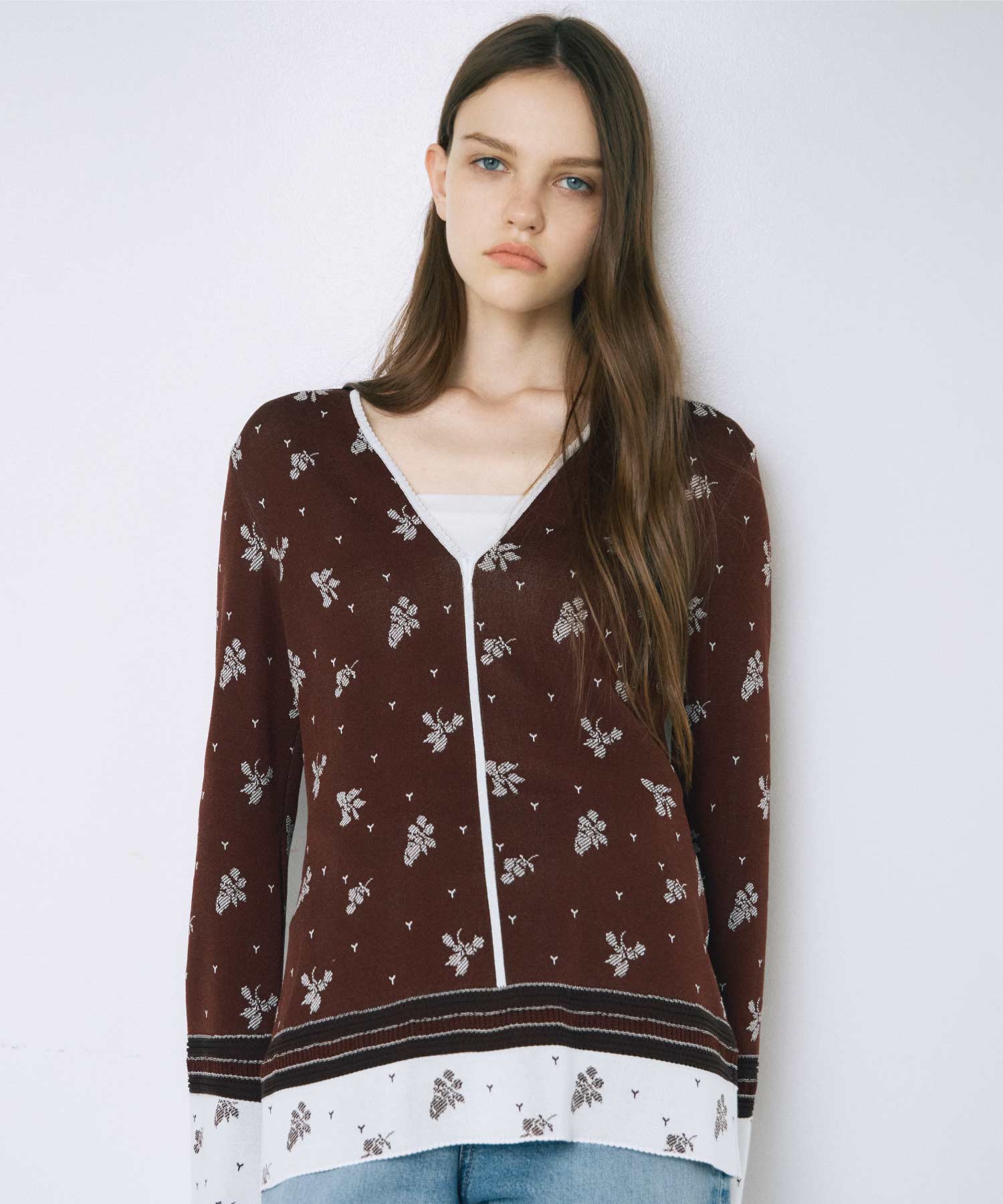 Mame Kurogouchi(マメ クロゴウチ)】 Floral Jacquard Knit Top