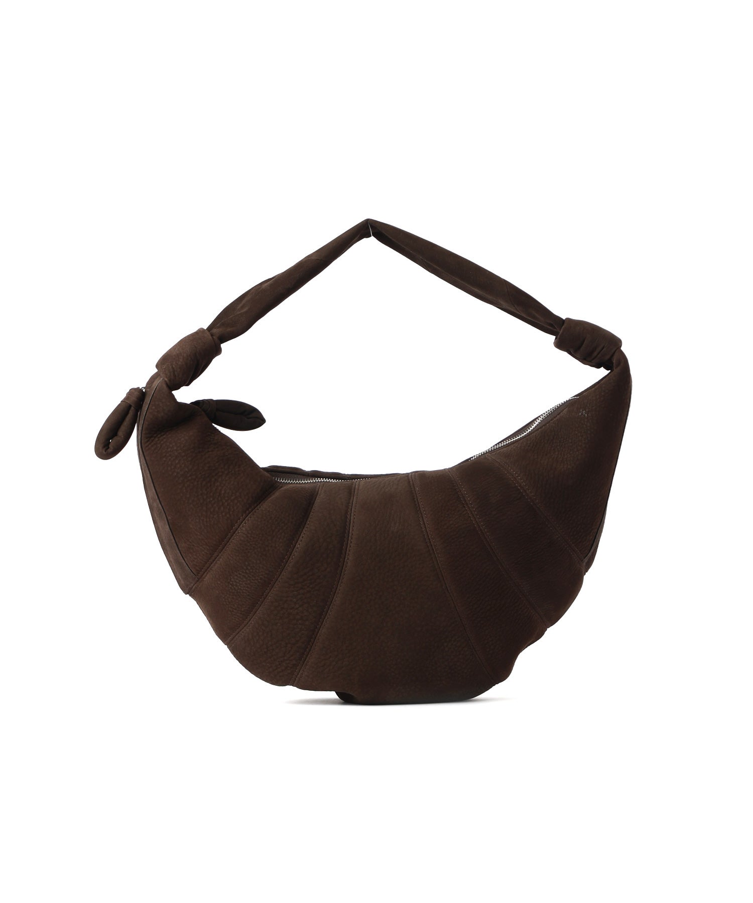 FORTUNE CROISSANT BAG IN ALPACA NUBUCK - Ebony Brown