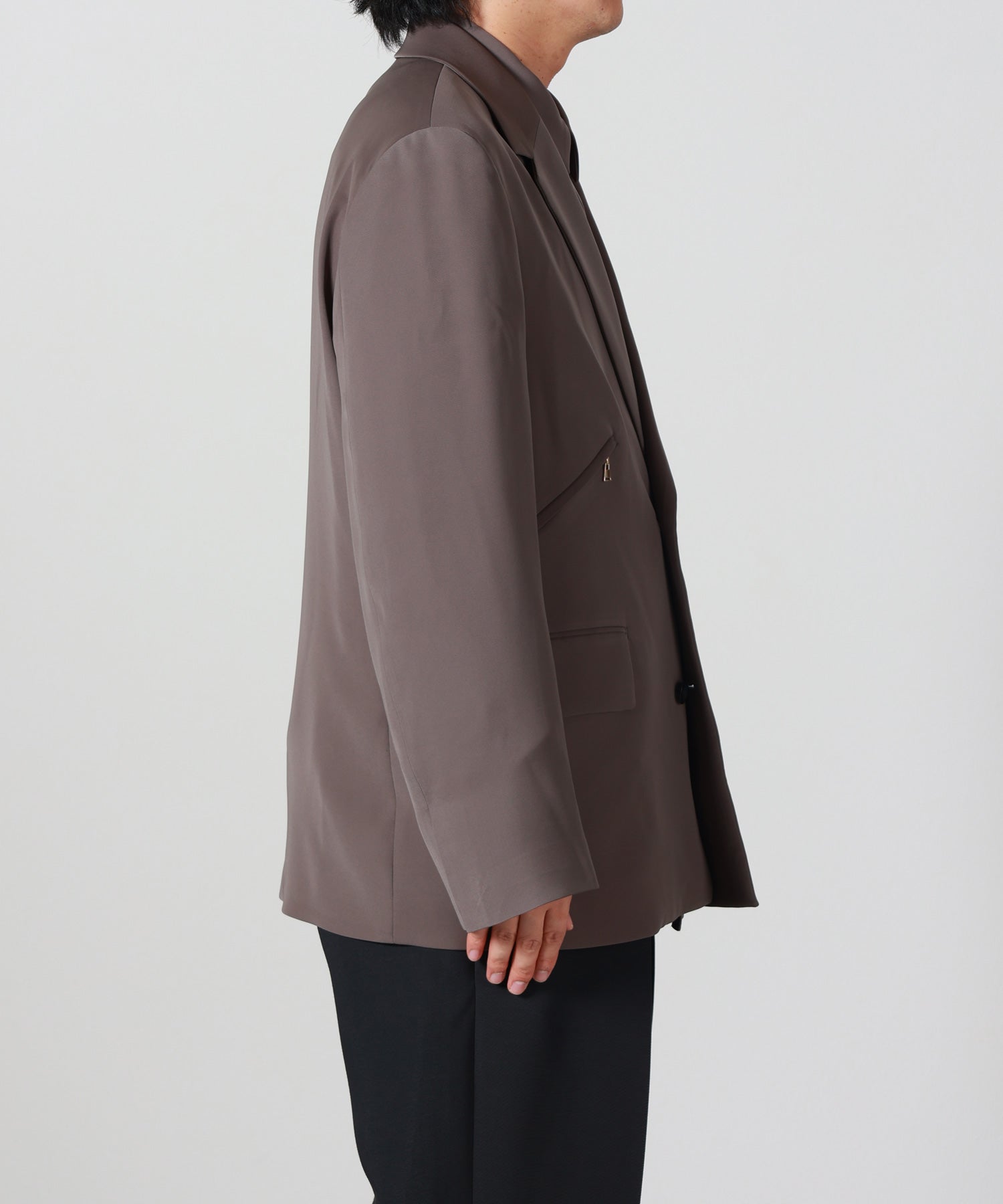 CULLNI(クルニ)】 Double Satin Slanted Zip Pocket Tailored Jacket