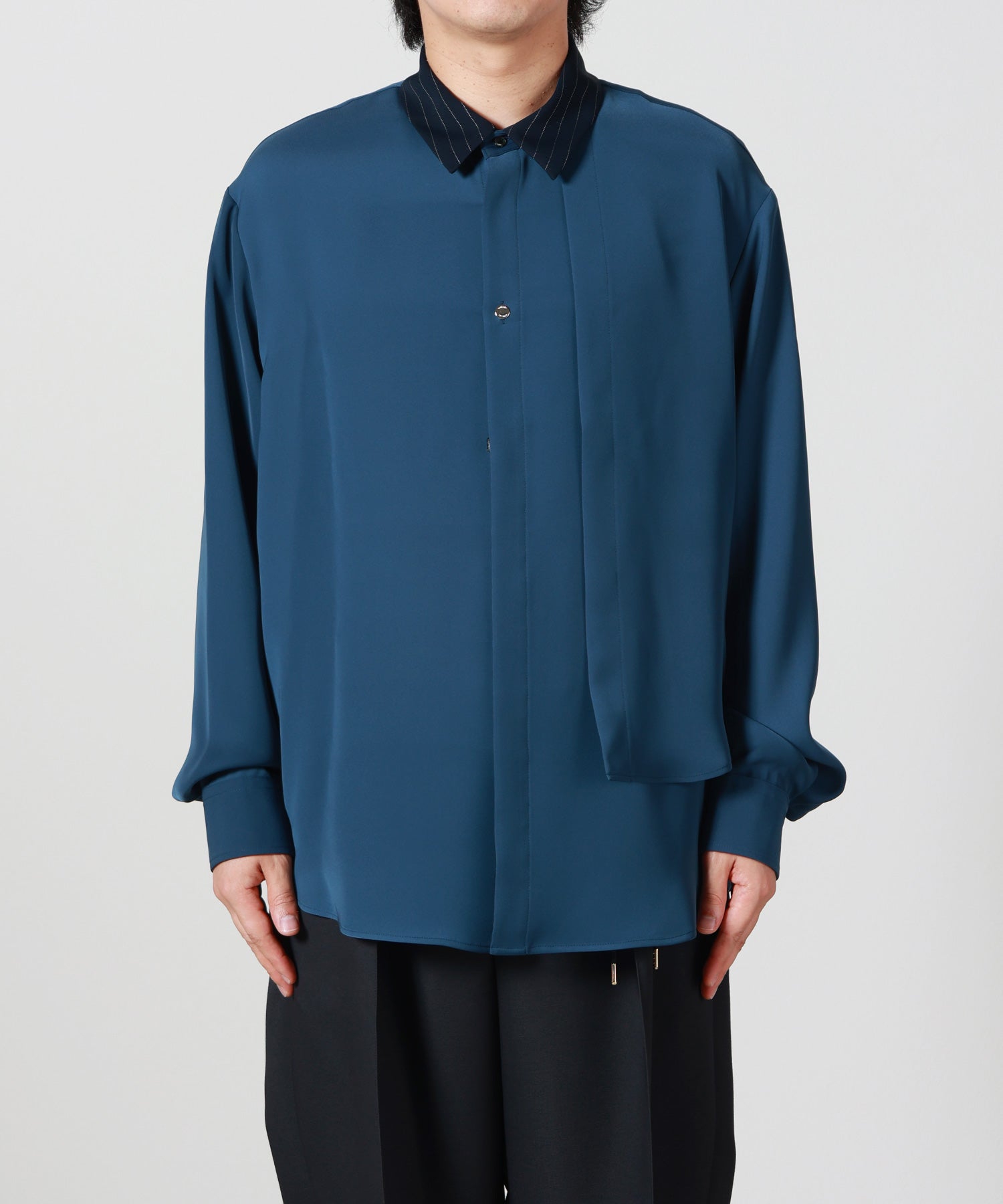 CULLNI(クルニ)】 Double Satin Asymmetrical Layered Shirt｜PARIGOT