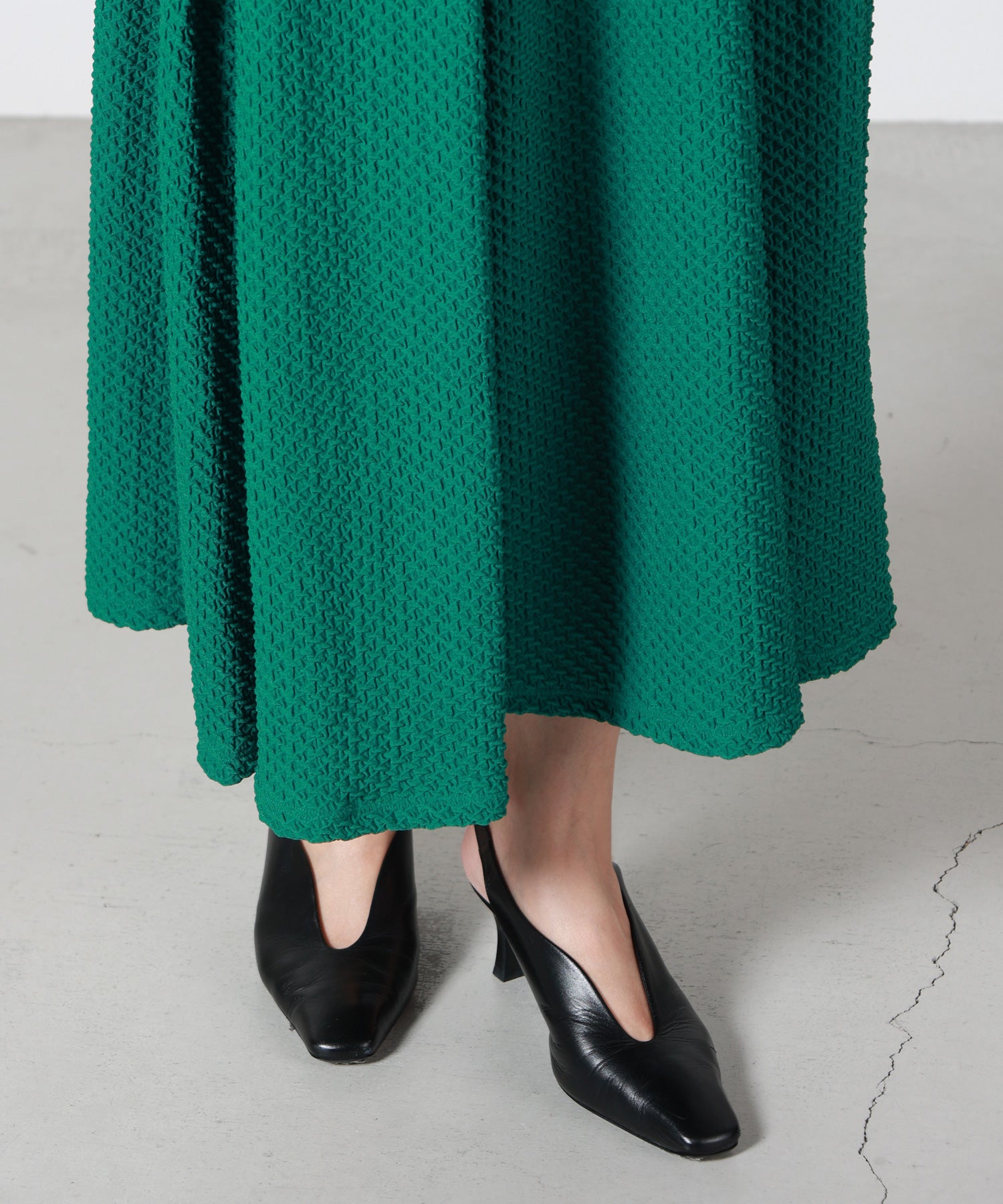 Mame Kurogouchi(マメ クロゴウチ)】 Shirring Jersey Jacquard Pleats