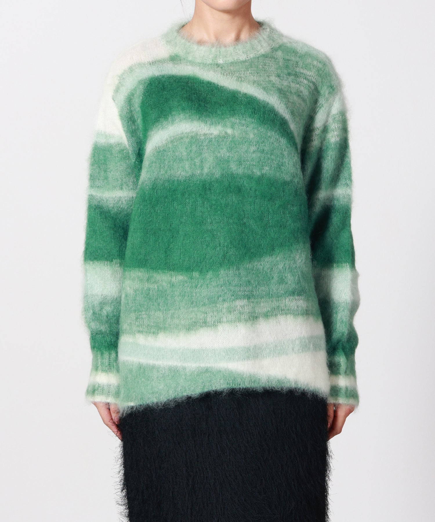 Mame Kurogouchi(マメ クロゴウチ)】 Wool Mohair Crew Neck Knit Top