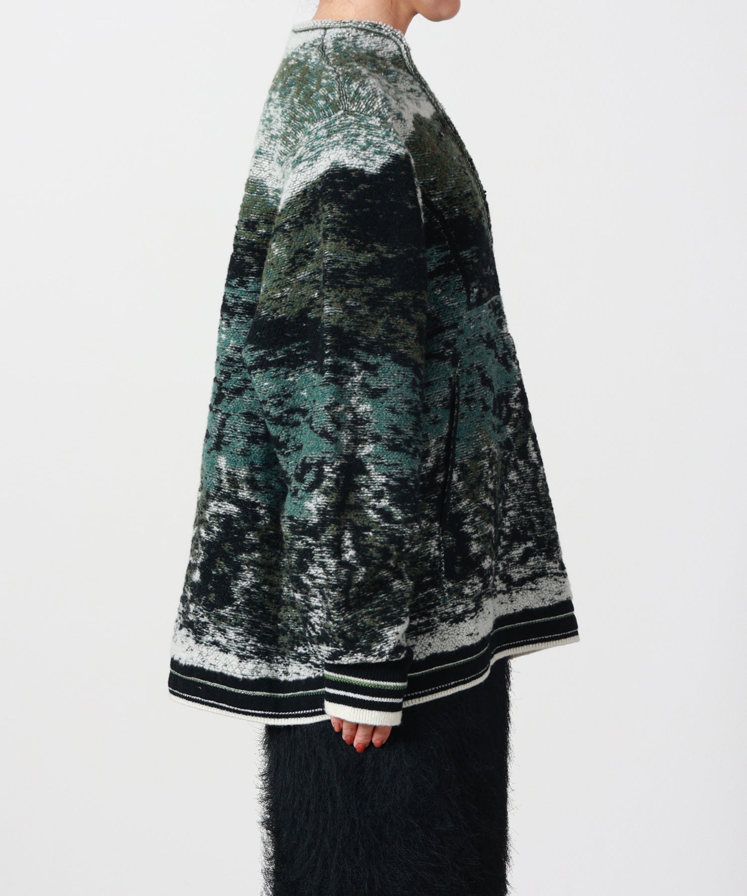 Mame Kurogouchi(マメ クロゴウチ)】 Pile Jacquard Half Zip Knit Top