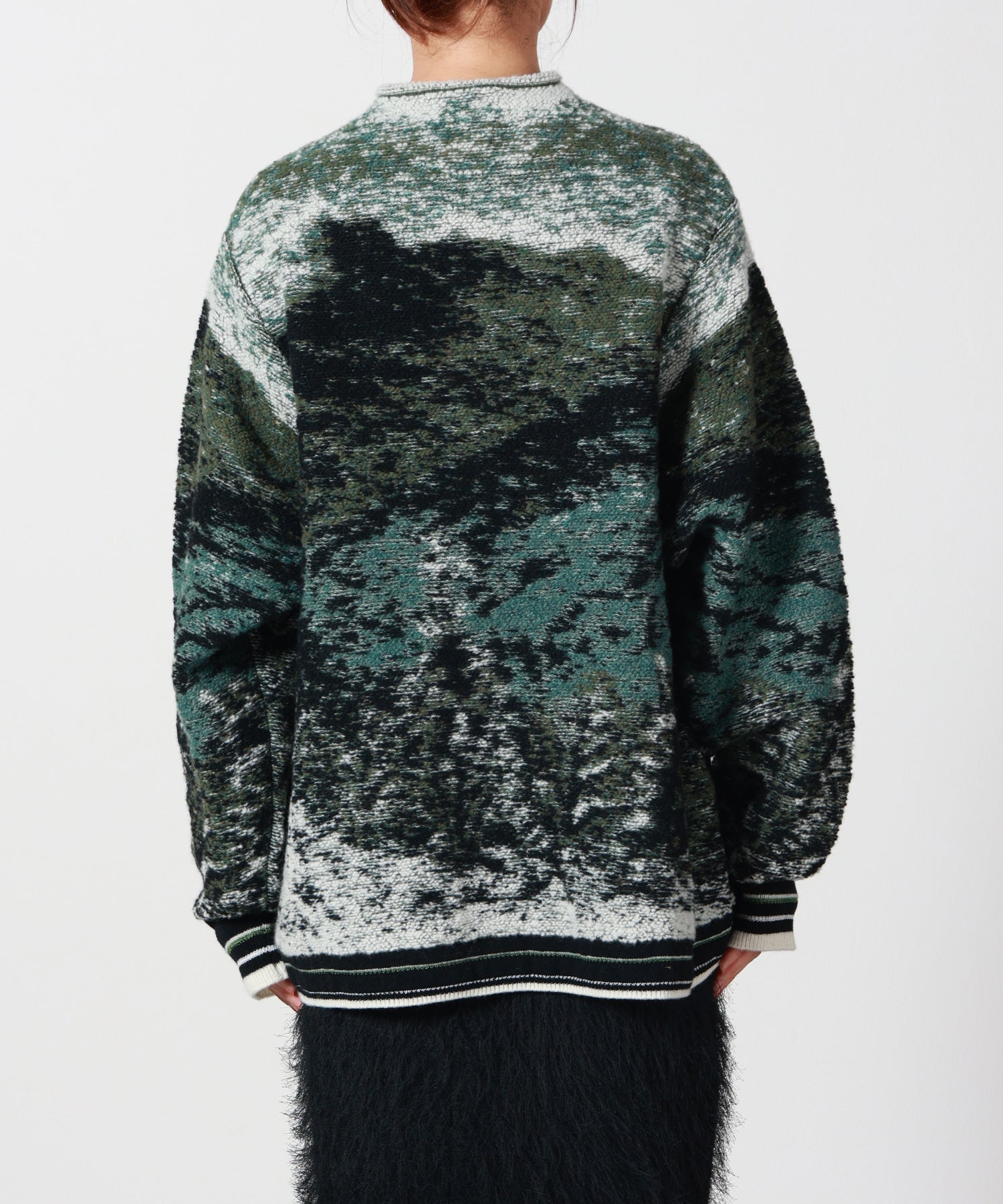 Mame Kurogouchi(マメ クロゴウチ)】 Pile Jacquard Half Zip Knit Top
