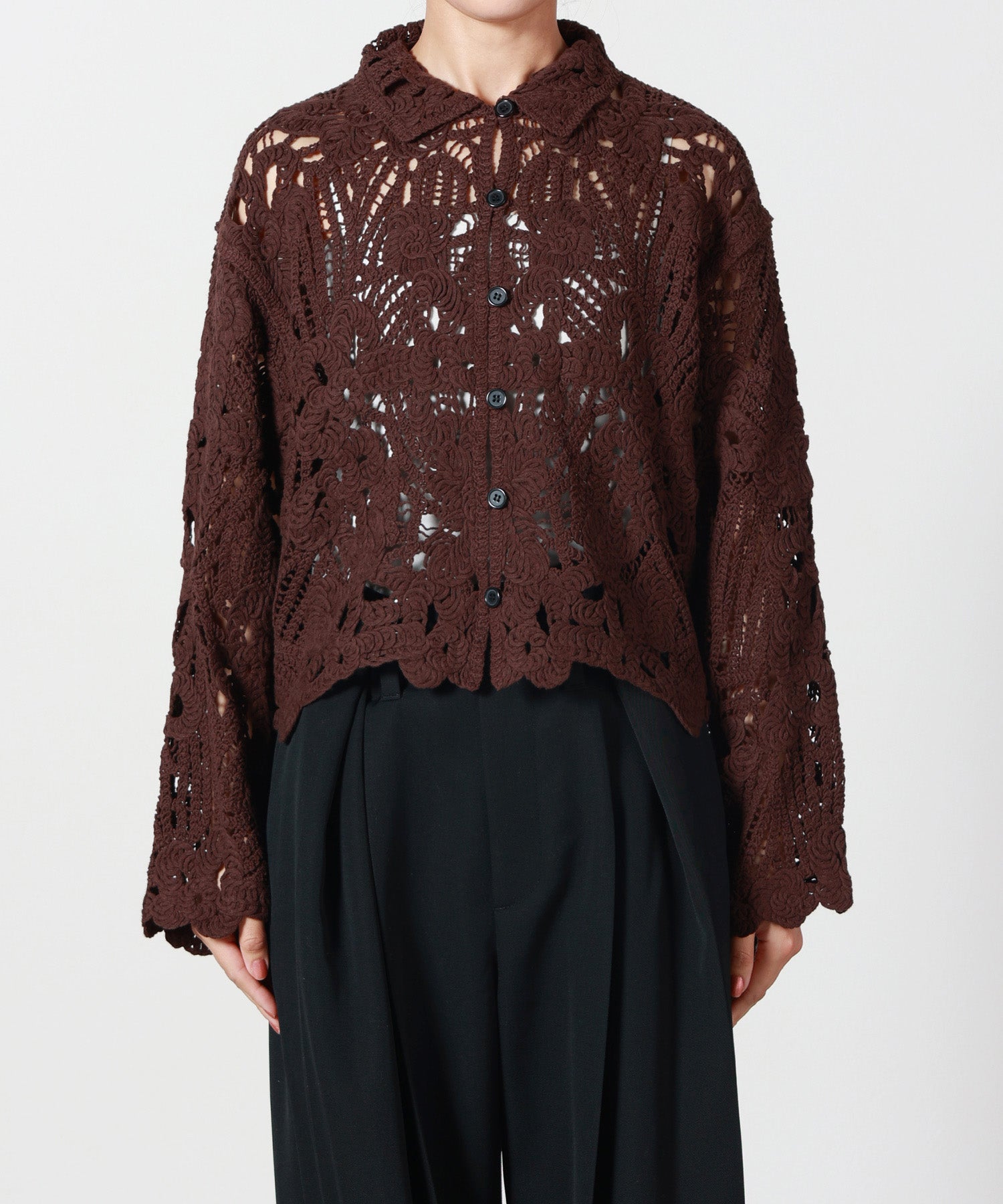 anuke Embroidery Over Shirts ブラウン ànuke online store