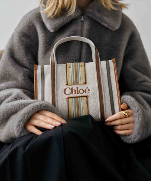 【Chloe(クロエ)】 キャンバス製Woody Loop スモールトートバッグ