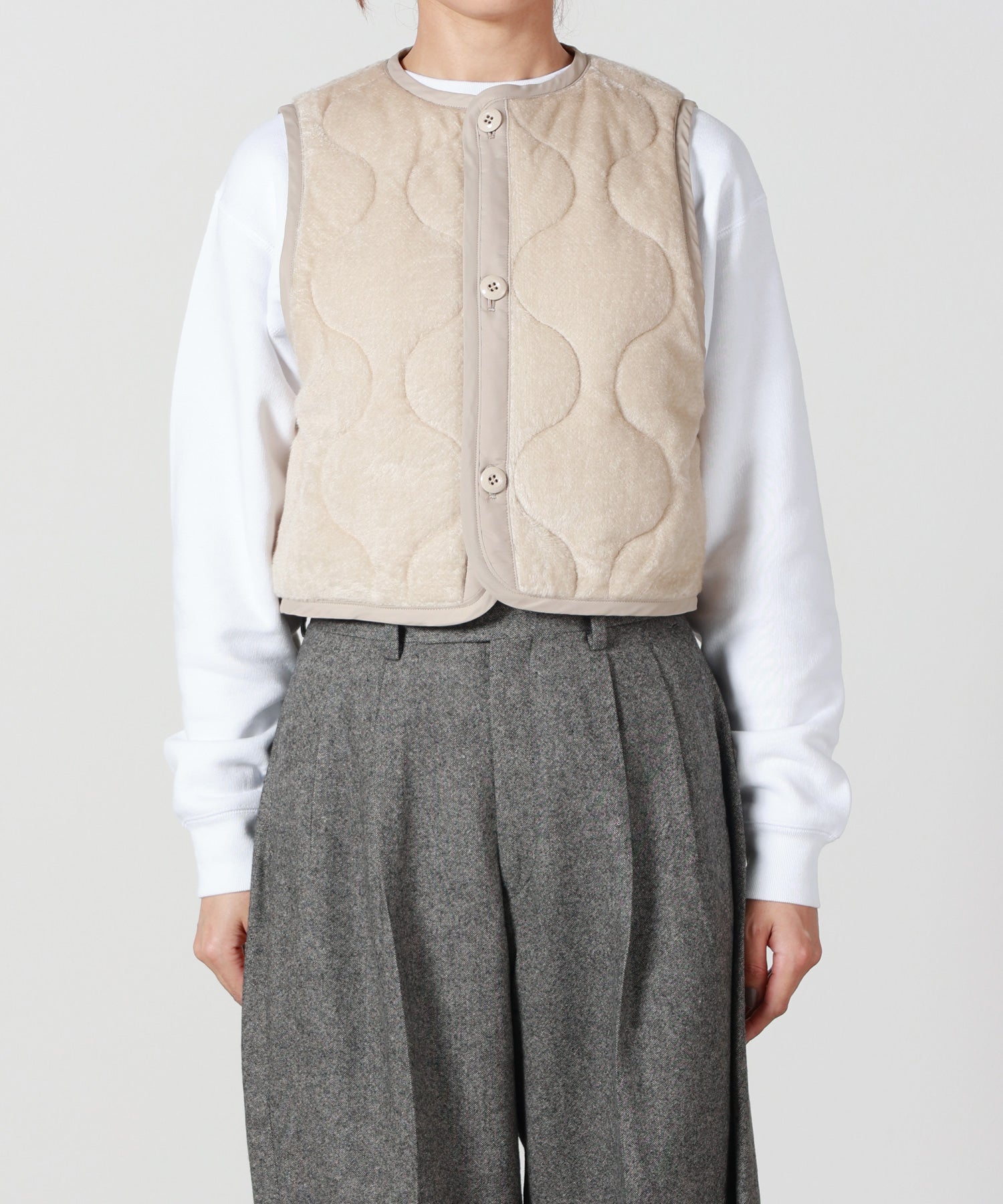 HYKE(ハイク)】 FLEECE QUILTED CROPPED VEST｜PARIGOT ONLINE（パリゴ