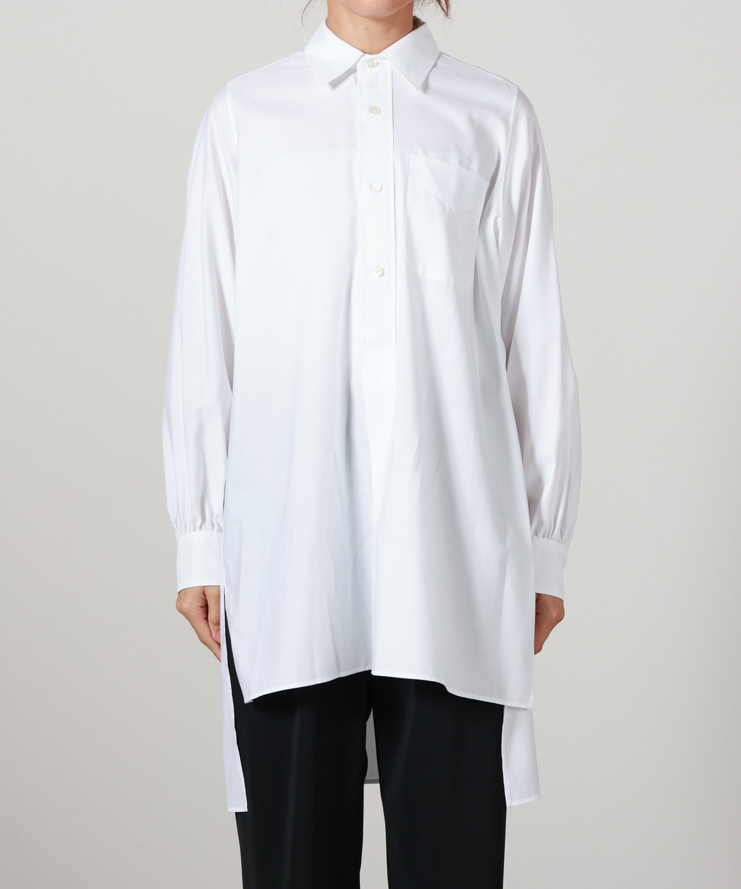 HYKE ハイク バックボタン 長袖シャツ 日本製 サイズ1 ホワイト HYKE(ハイク)】 BROAD LONG SHIRT｜PARIGOT ONLINE（パリゴオンライン）