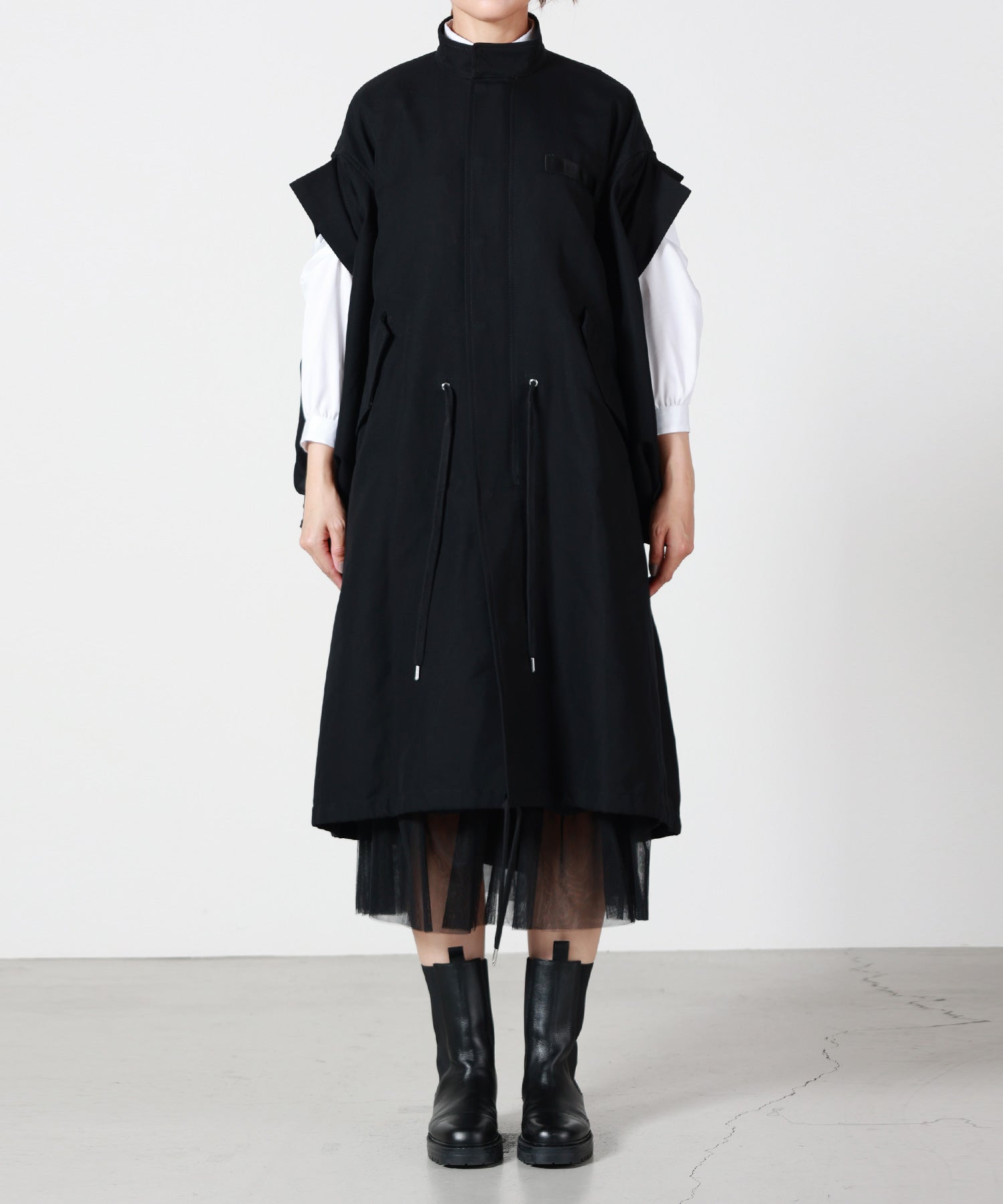 noir kei ninomiya(ノワール ケイニノミヤ)】 綿ギャバジンリボン