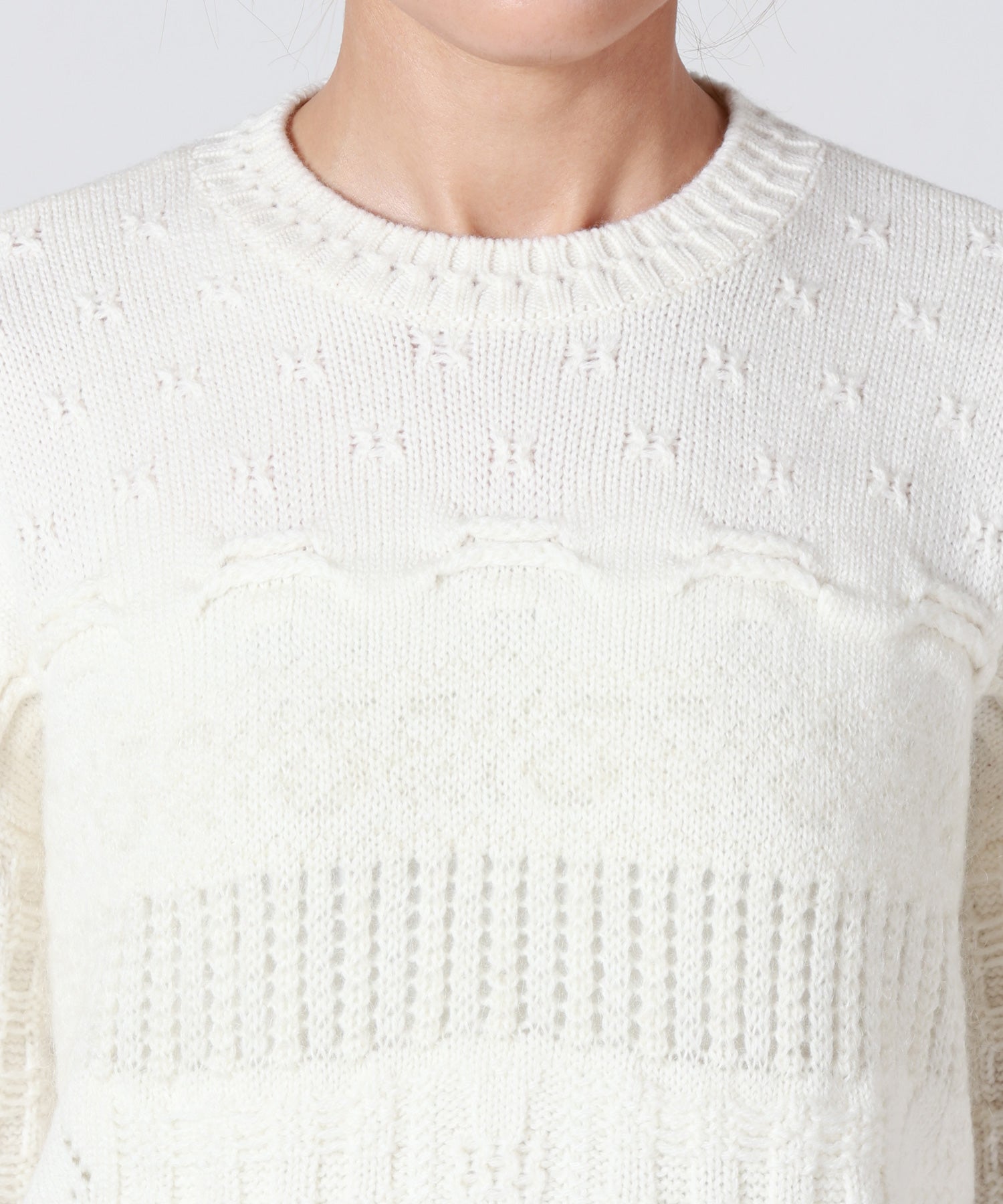 Mame Kurogouchi(マメ クロゴウチ)】 Wool Cable Knit Top｜PARIGOT
