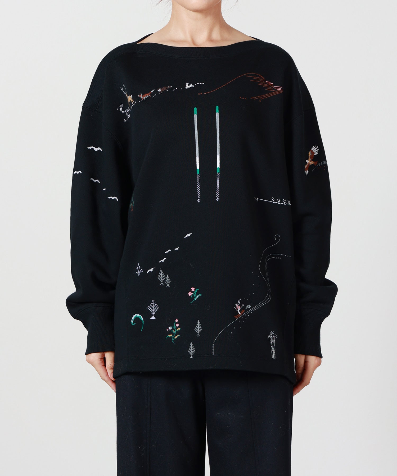 Mame Kurogouchi(マメ クロゴウチ)】 Landscape Embroidery Sweatshirt