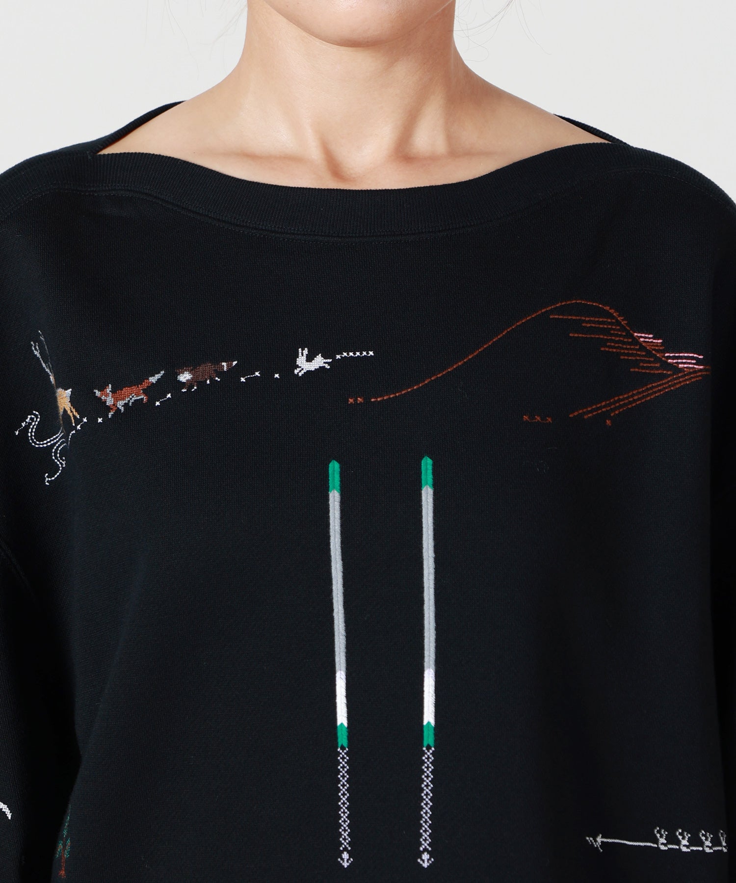 Mame Kurogouchi(マメ クロゴウチ)】 Landscape Embroidery Sweatshirt