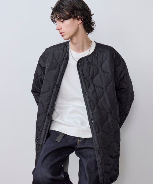 BLACKのPARIGOT別注QUILTED LINER JACKETを着用したメンズスタイリング