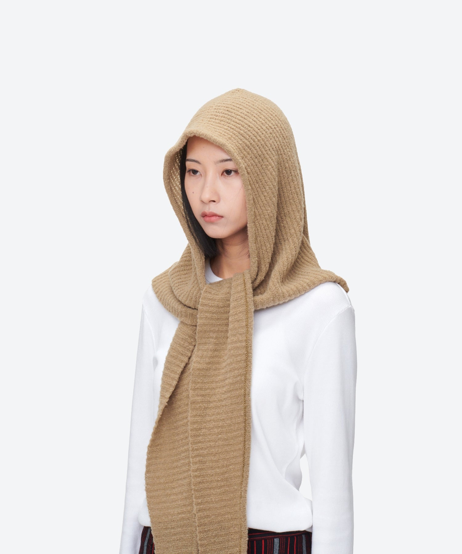 KIJIMA TAKAYUKI(キジマタカユキ)】 BOUCLE KNIT HOODED SCARF