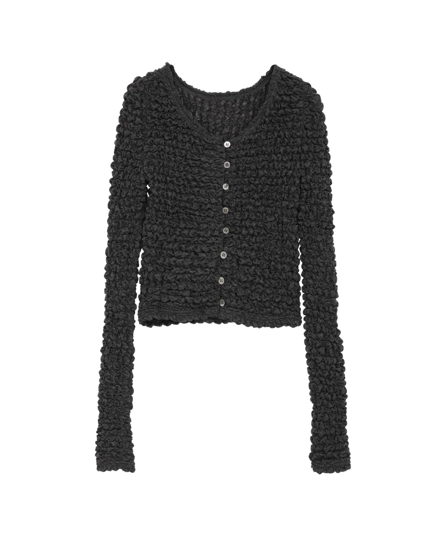 未使用CLANEクラネ W FACE SHIRRING CROPPED TOP黒 CLANE(クラネ)】 W FACE SOFT SHIRRING CARDIGAN｜PARIGOT ONLINE
