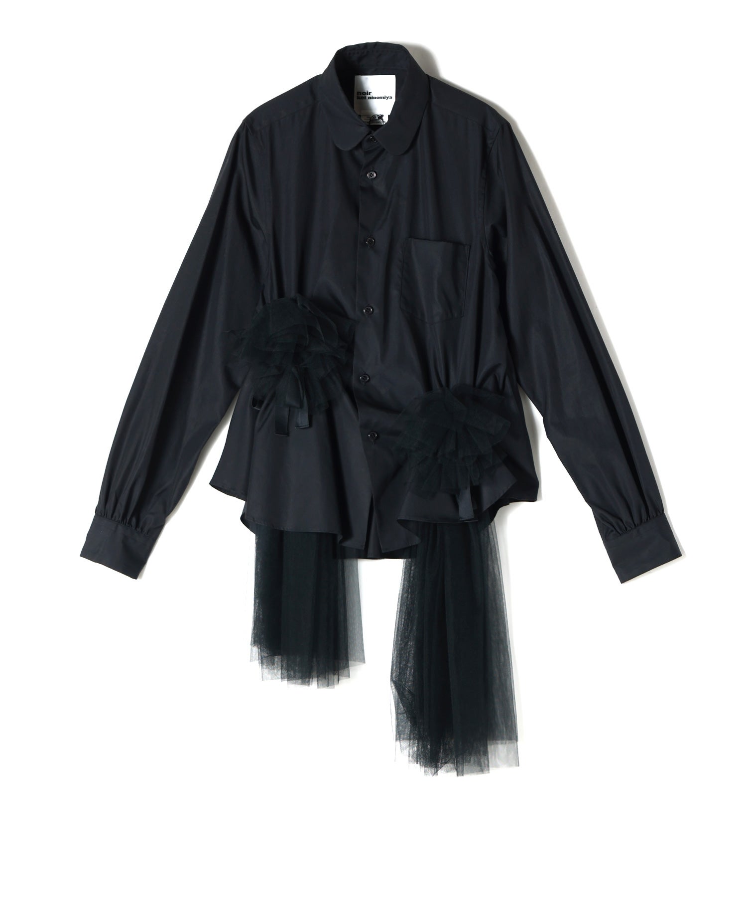 noir kei ninomiya チュールブラウス ブラック S noir kei ninomiya(ノワール ケイニノミヤ)】 チュールデザインシャツ