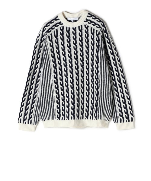 MAISON KITSUNE バイカラー ケーブル ラムズウール ジャンパー